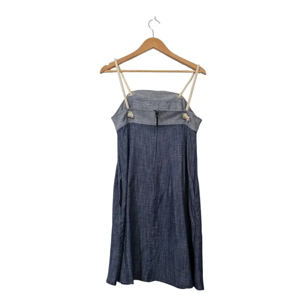 Amadi Anthropologie Denim Rope Strap Mini Dress Women Medium Blue Chambray W - Picture 3 of 8